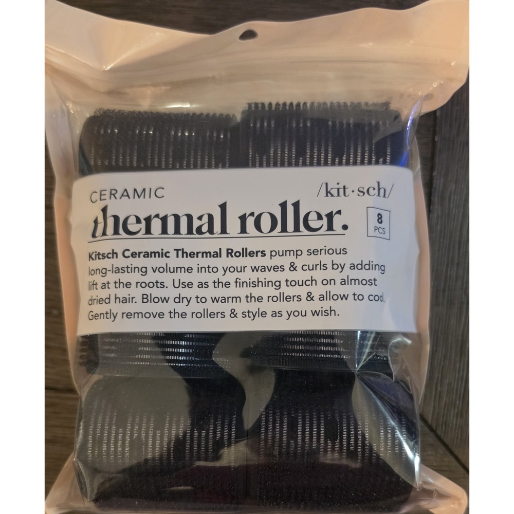 Kitsch Ceramic Thermal Hair Rollers 8 Count 3 Sizes Self-Gripping Volume & Curl